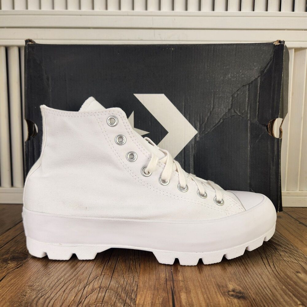 Converse CTAS Lugged Hi Women's 10 White Canvas Platform Sneakers Shoes 565902C